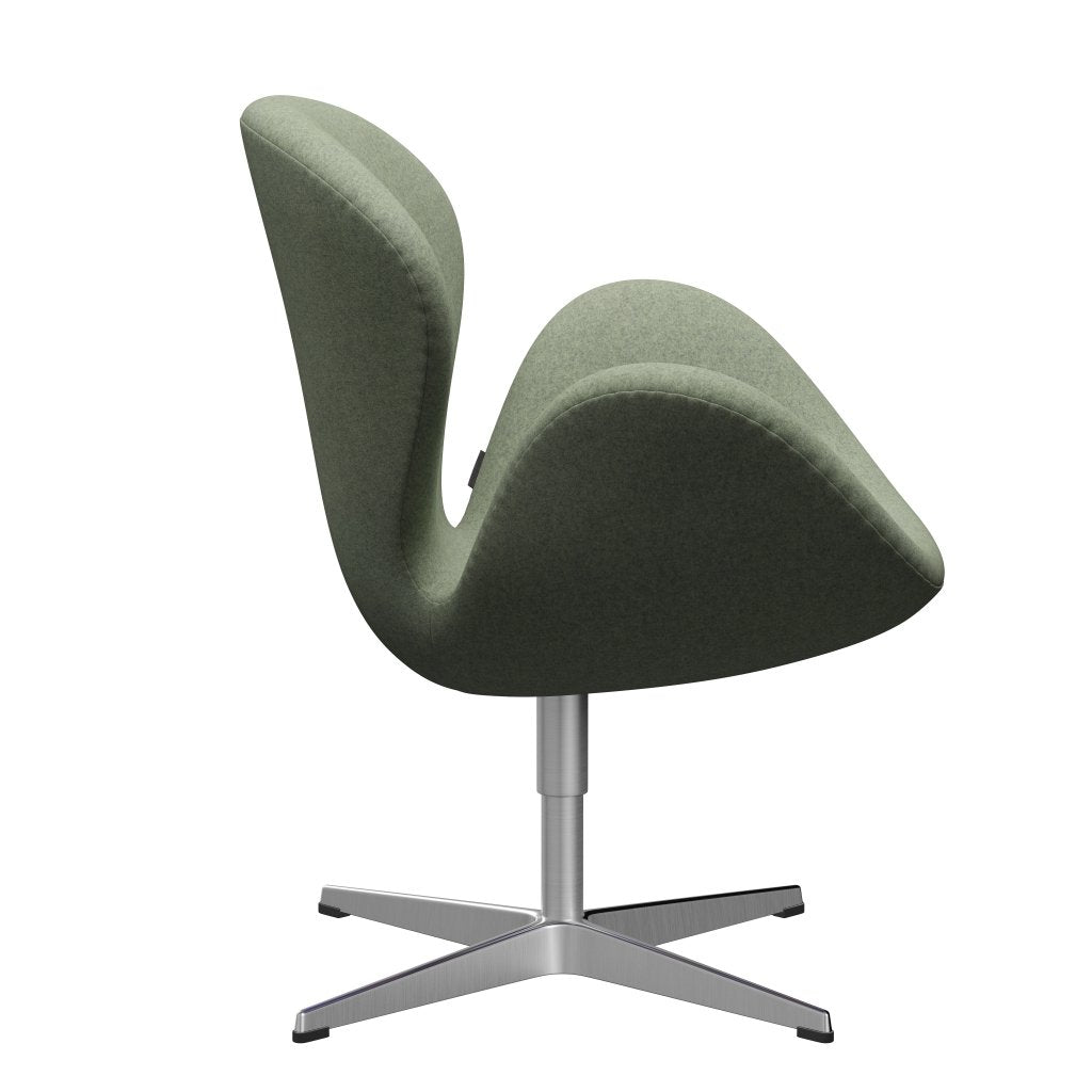 Fritz Hansen Swan Lounge Chair, satén kartáčovaný hliník/divina melange světlo zelená