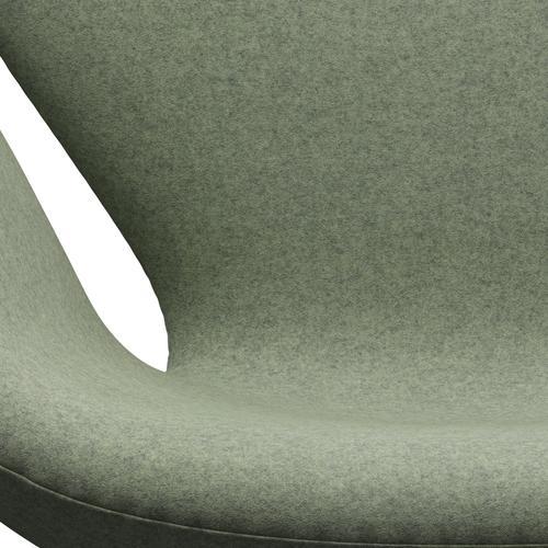 Fritz Hansen Swan Lounge Chair, satén kartáčovaný hliník/divina melange světlo zelená