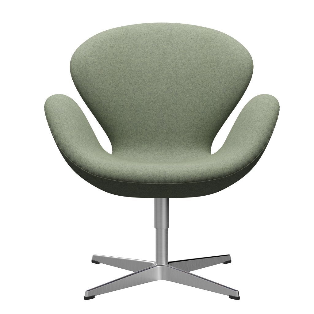 Fritz Hansen Swan Lounge Chair, satén kartáčovaný hliník/divina melange světlo zelená