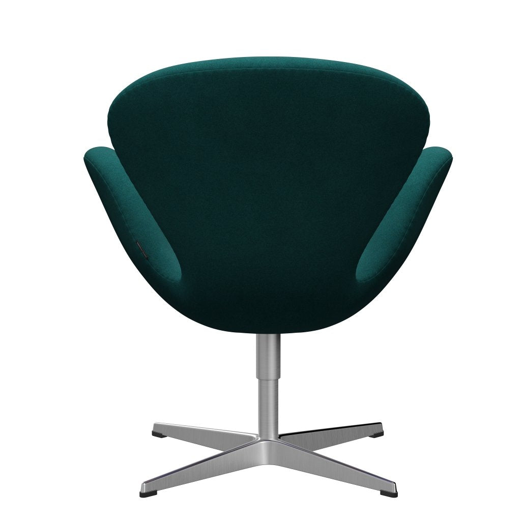 Fritz Hansen Swan Lounge Chair, Satin Brushed Aluminium/Divina Melange Coral Green