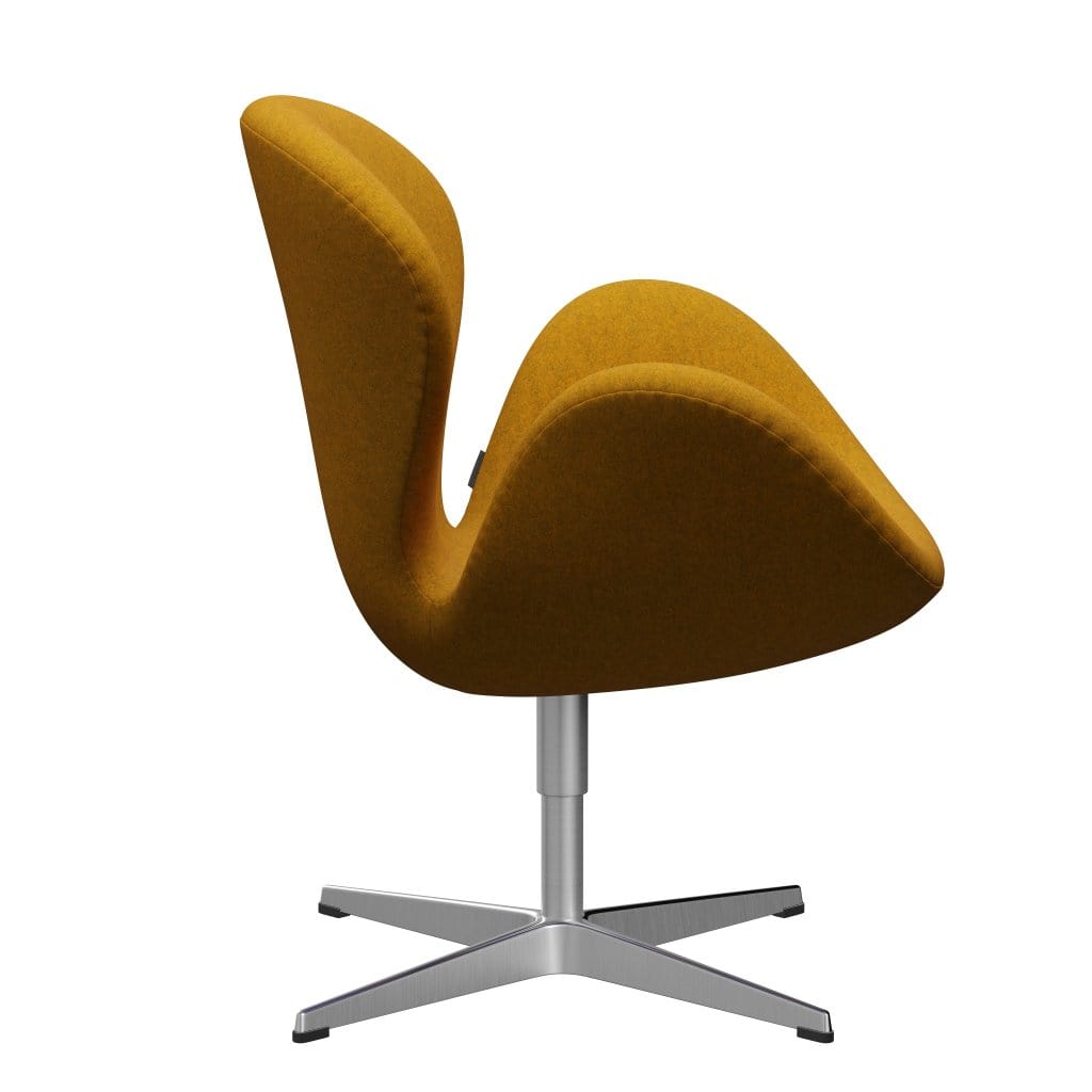 Fritz Hansen Swan Lounge Chair, Satin Brushed Aluminium/Divina Melange Ochre Yellow