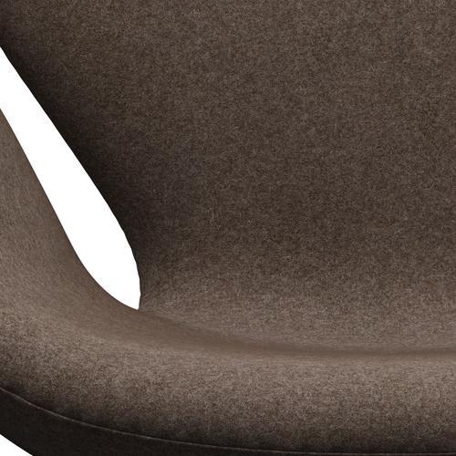 Fritz Hansen Swan Lounge Chair, Satin Brushed Aluminium/Divina Melange Dusty Brown