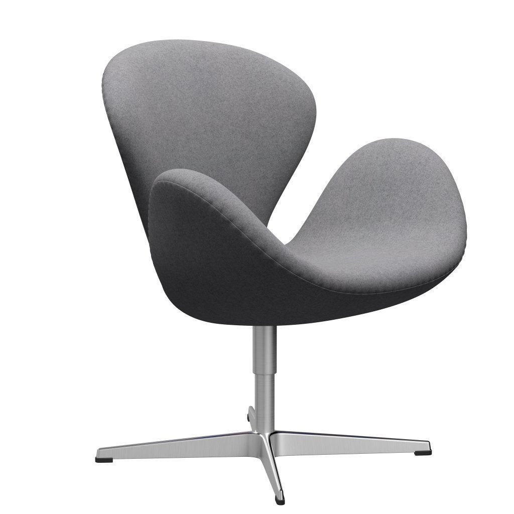 Fritz Hansen Swan Lounge Chair, satén kartáčovaný hliník/divina melange kámen šedá