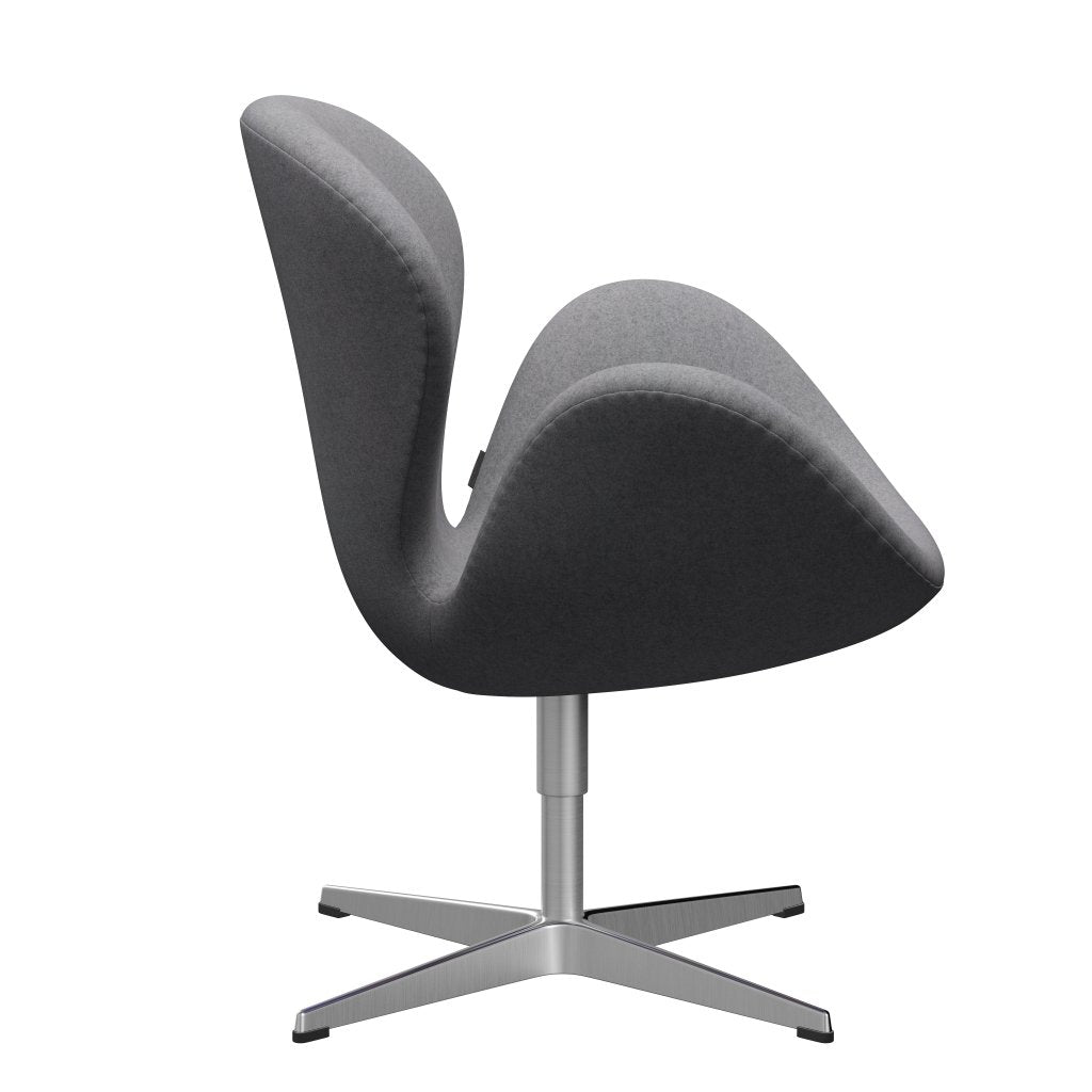 Fritz Hansen Swan Lounge Chair, satén kartáčovaný hliník/divina melange kámen šedá