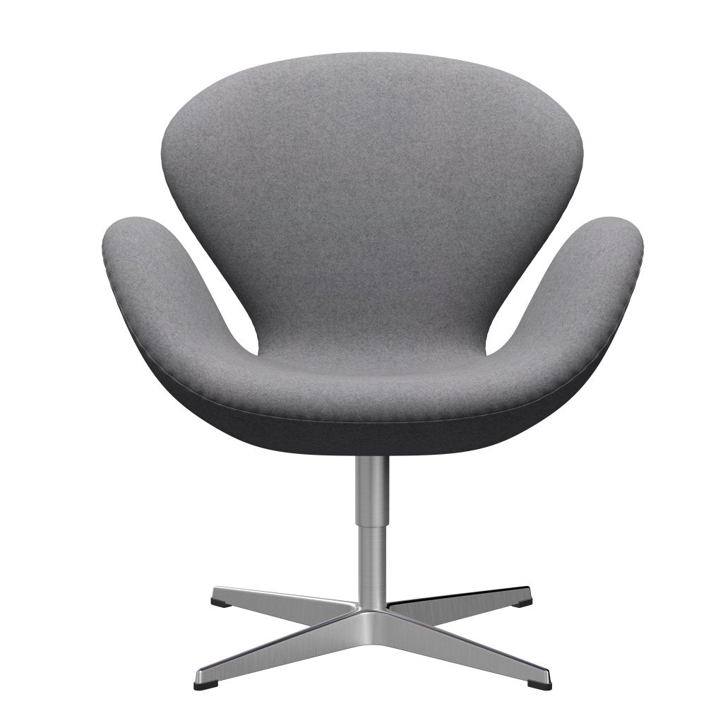 Fritz Hansen Swan Lounge Chair, satén kartáčovaný hliník/divina melange kámen šedá