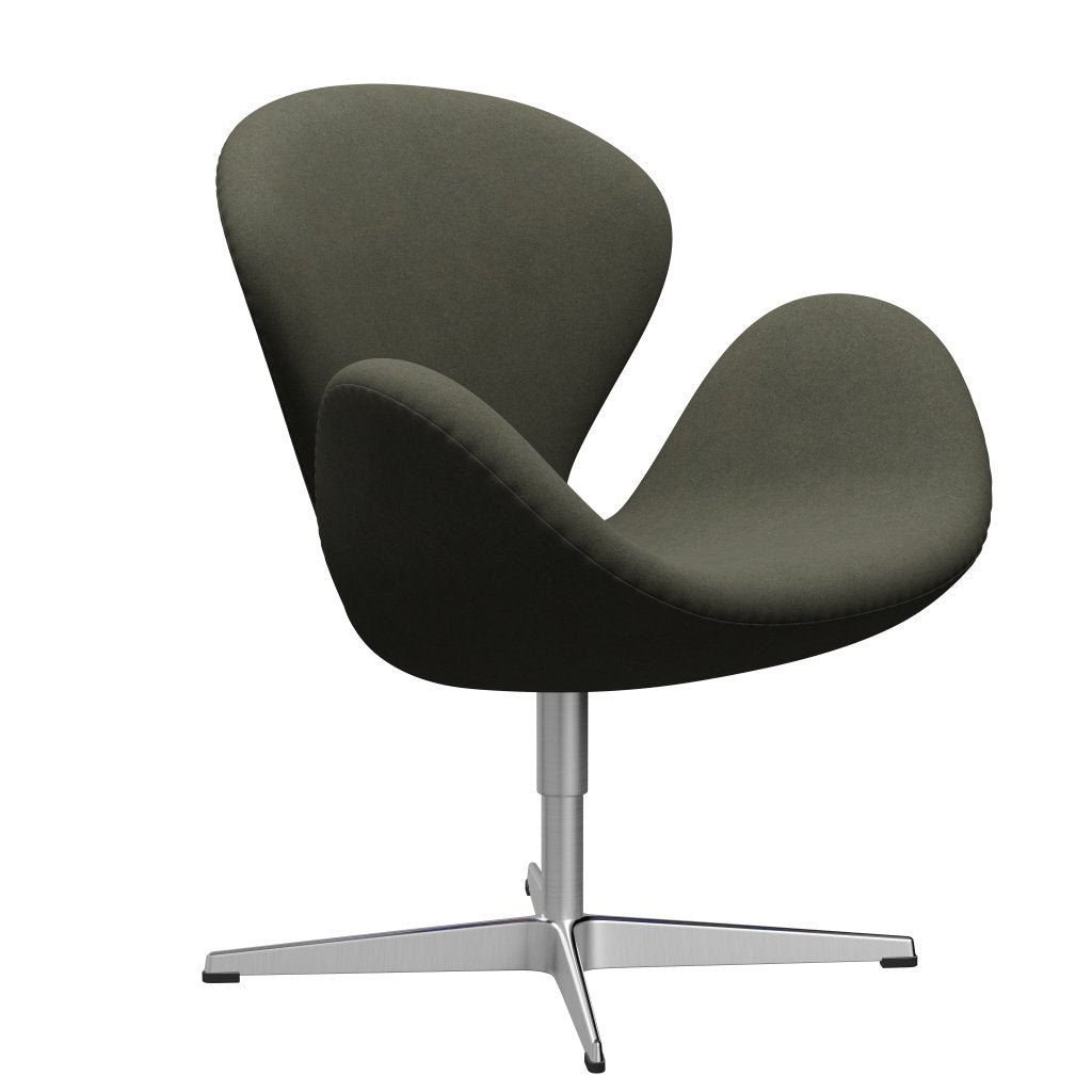 Fritz Hansen Swan Lounge Chair, saténová kartáčovaná hliník/Divina Vojenská zelená