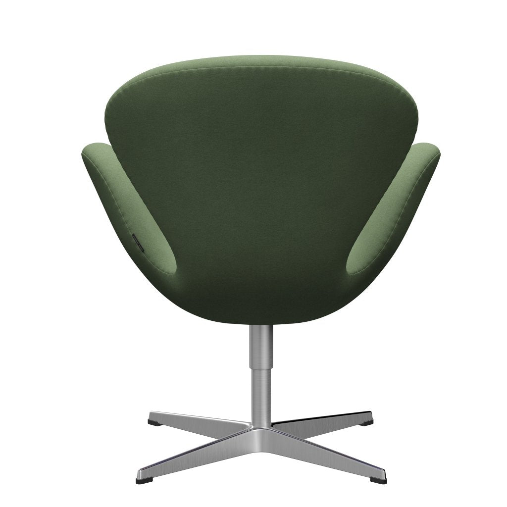 Fritz Hansen Swan Lounge Chair, Satin Brushed Aluminium/Divina Olive Green