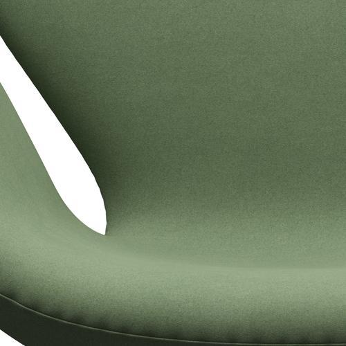 Fritz Hansen Swan Lounge Chair, Satin Brushed Aluminium/Divina Olive Green