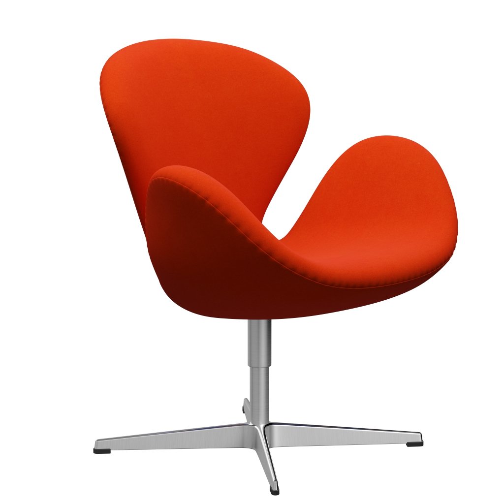 Fritz Hansen Swan Lounge Chair, Satin Brushed Aluminium/Divina Orange/Red