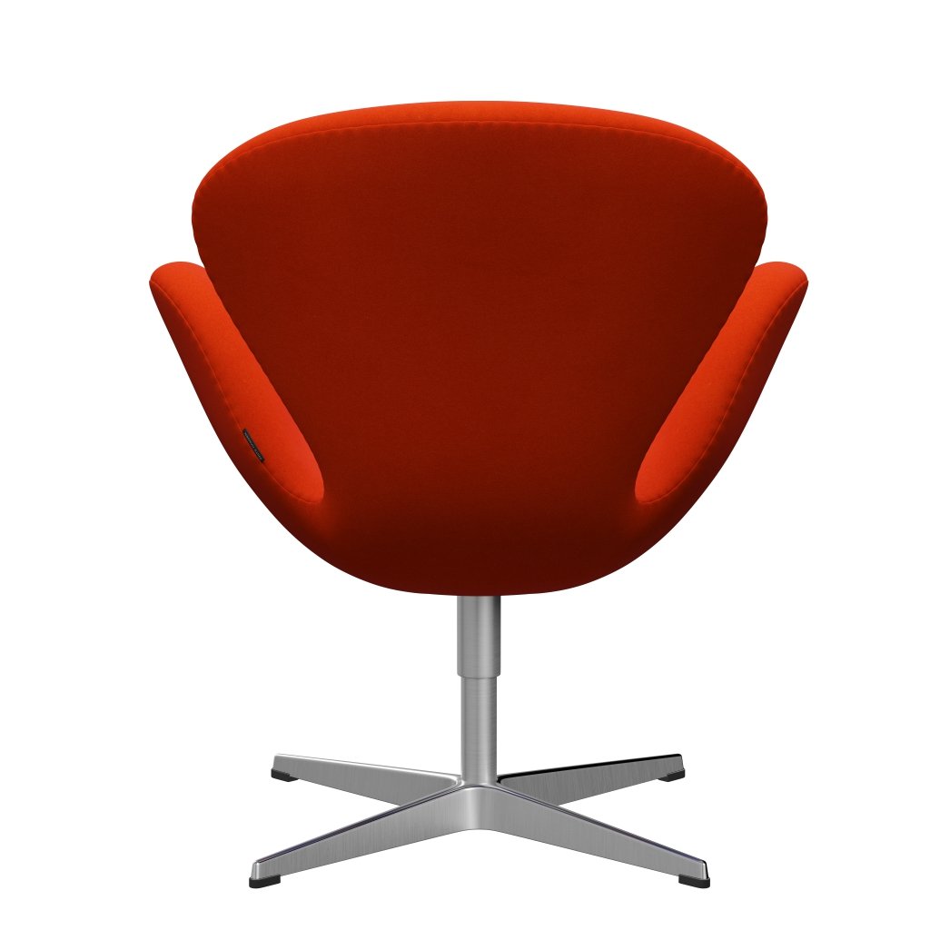 Fritz Hansen Swan Lounge Chair, Satin Brushed Aluminium/Divina Orange/Red