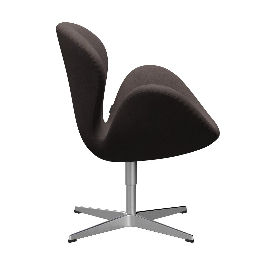 Fritz Hansen Swan Lounge Chair, Satin Brushed Aluminium/Divina Pastel Brown