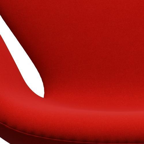 Fritz Hansen Swan Lounge Chair, saténová kartáčovaná hliník/Divina Red (562)