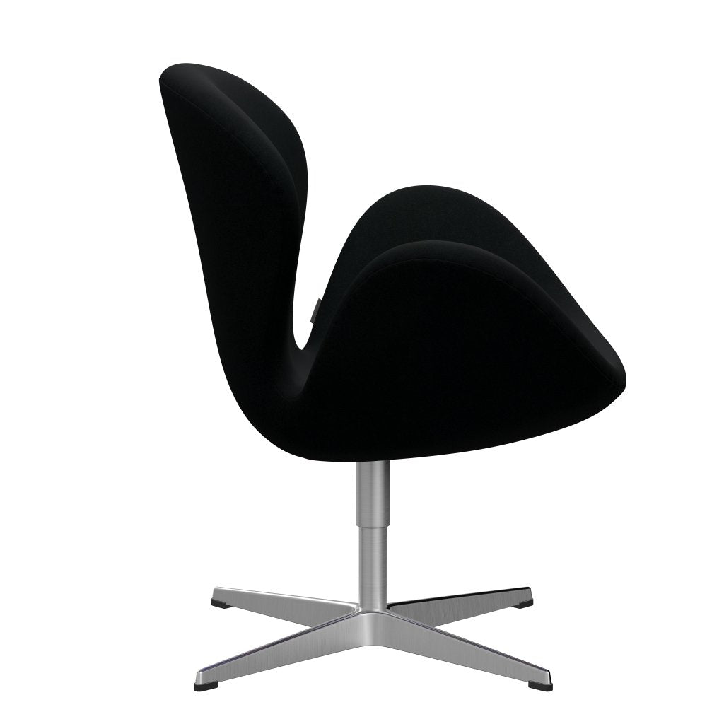 Fritz Hansen Swan Lounge Chair, satén kartáčovaný hliník/divina černá