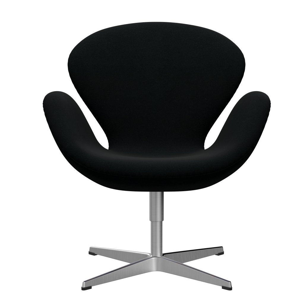 Fritz Hansen Swan Lounge Chair, satén kartáčovaný hliník/divina černá