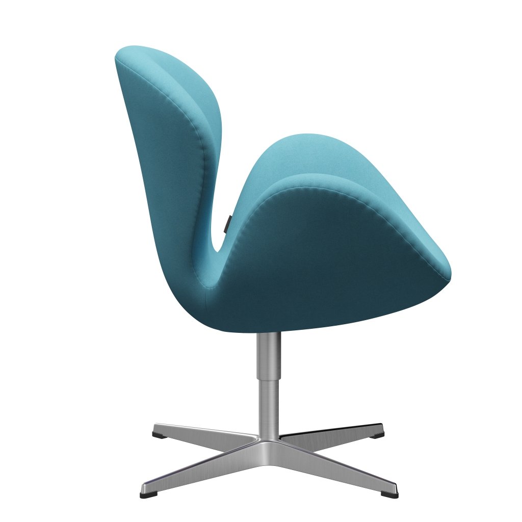 Fritz Hansen Swan Lounge Chair, Satin Brushed Aluminium/Divina Turquoise Light