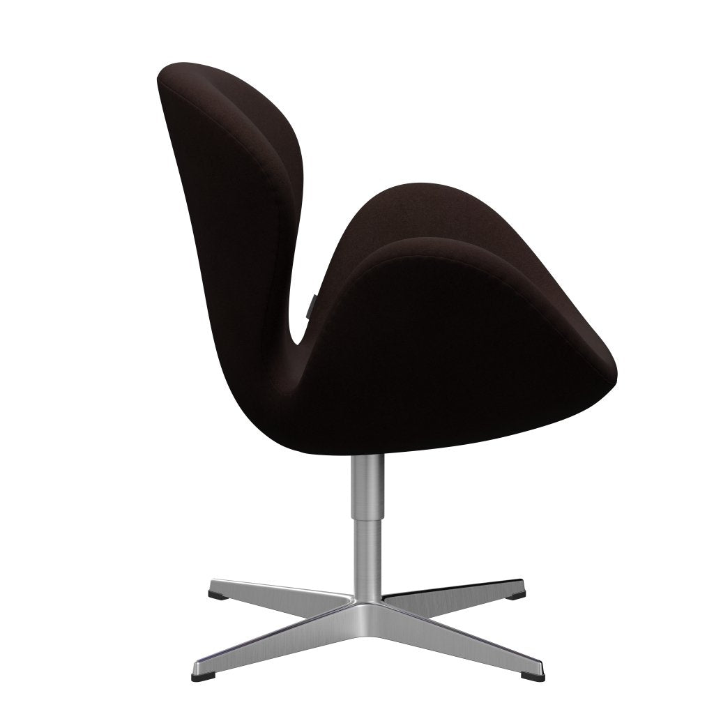 Fritz Hansen Swan Lounge Chair, satén kartáčovaný hliník/divina teplá hnědá