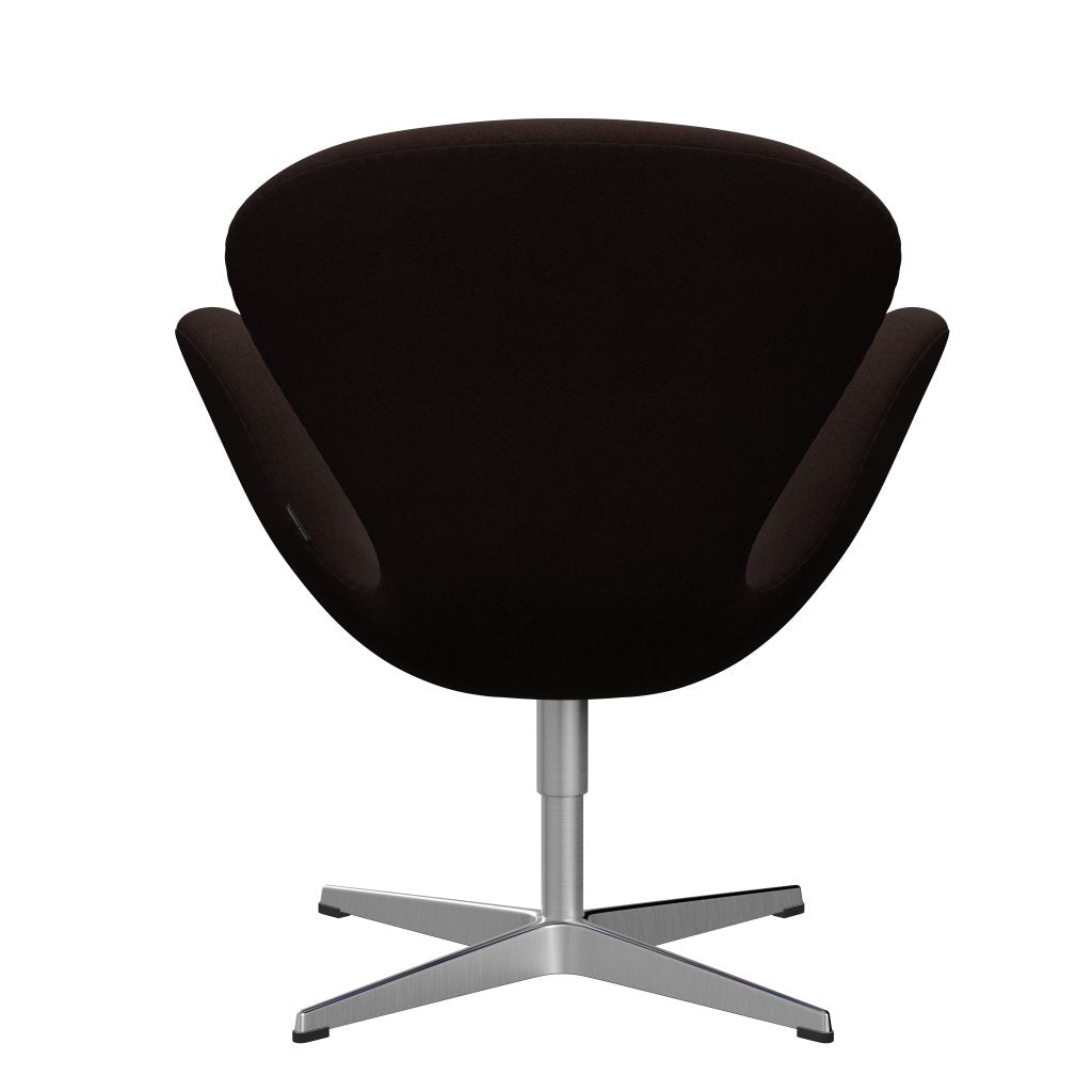 Fritz Hansen Swan Lounge Chair, Satin Brushed Aluminium/Divina Warm Brown