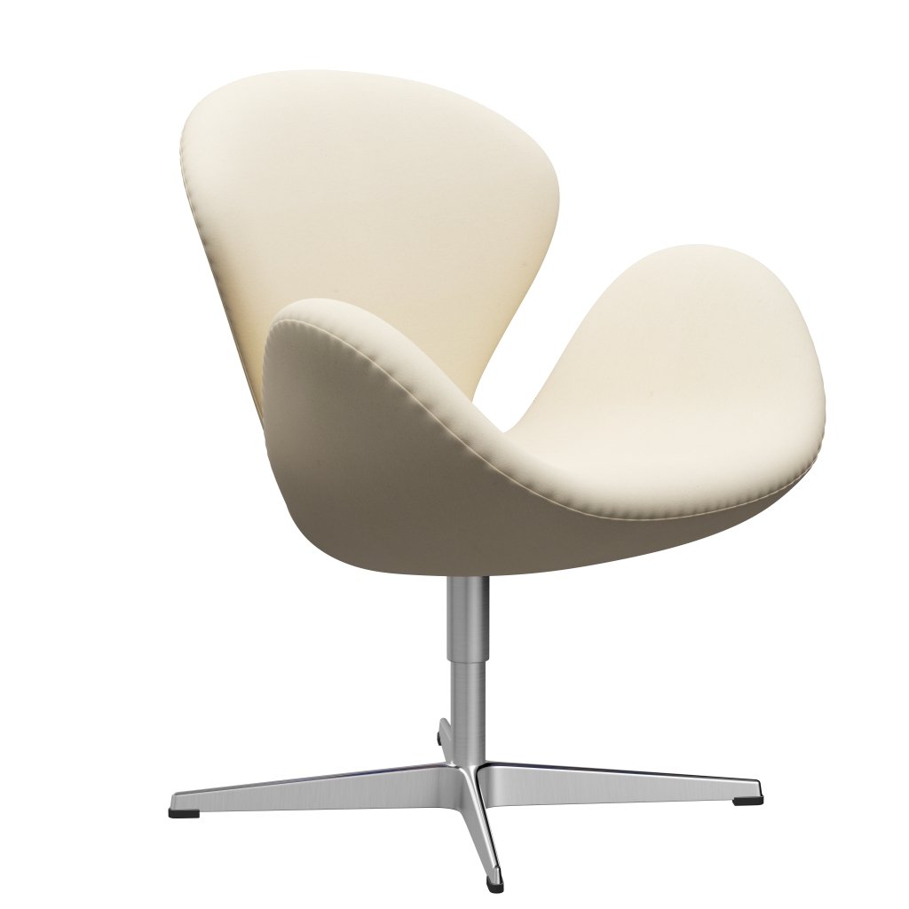 Fritz Hansen Swan Lounge Chair, satén kartáčovaný hliník/divina bílá