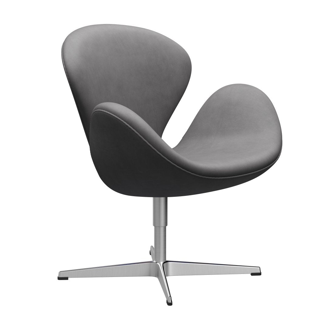 Fritz Hansen Swan Lounge Chair, satén kartáčovaný hliník/objetí čokoládu