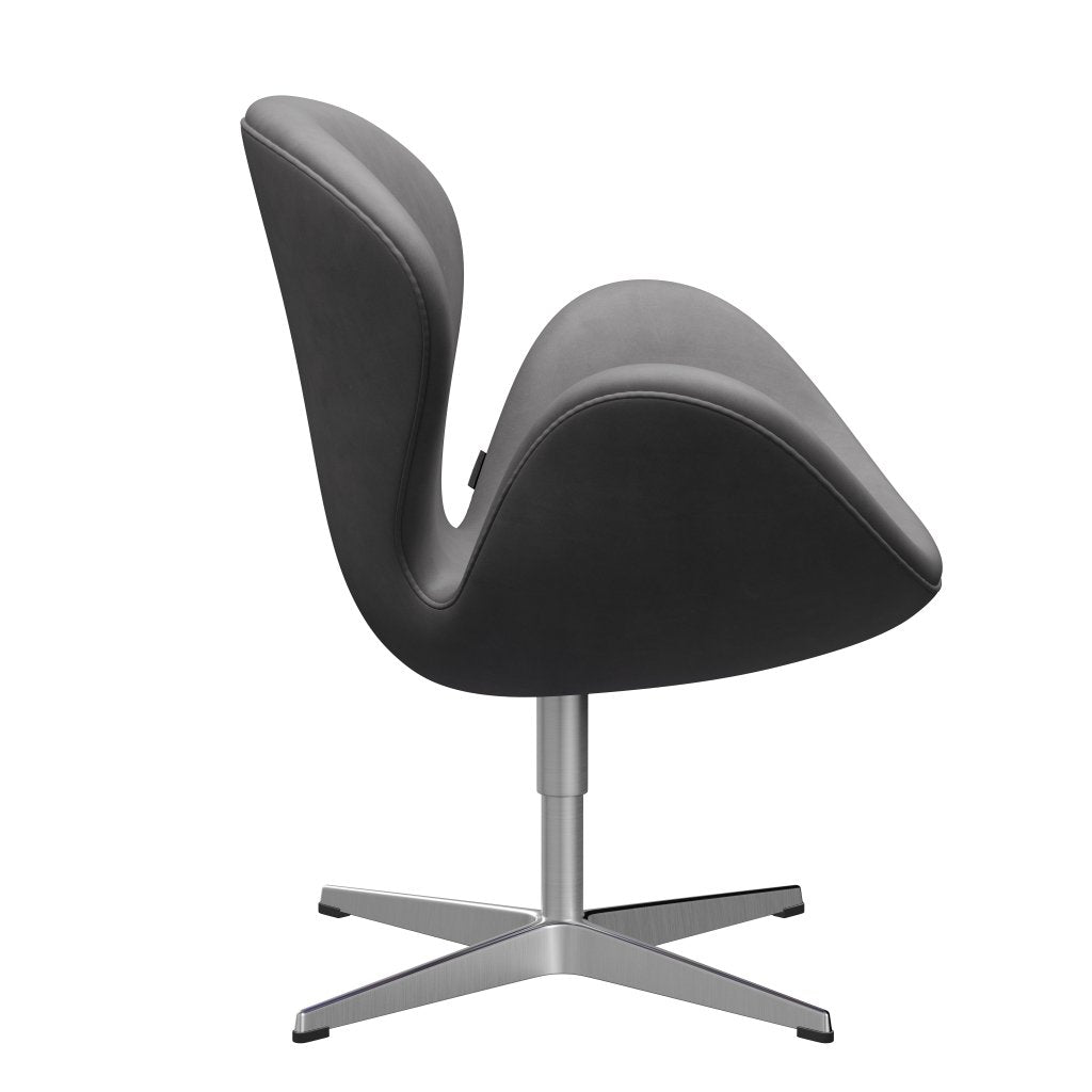 Fritz Hansen Swan Lounge Chair, satén kartáčovaný hliník/objetí čokoládu