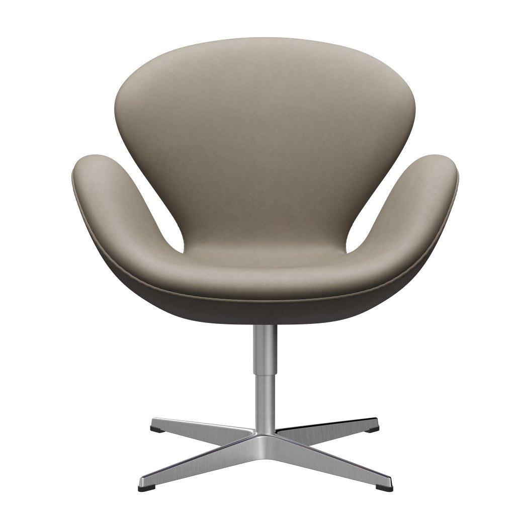 Fritz Hansen Swan Lounge Chair, satén kartáčovaný hliník/základní světle šedá