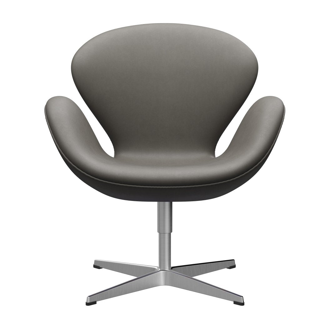 Fritz Hansen Swan Lounge Chair, satén kartáčovaný hliník/základní láva