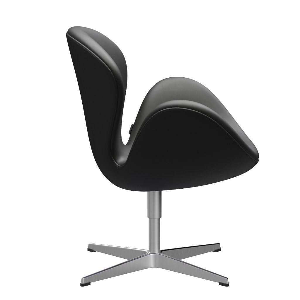 Fritz Hansen Swan Lounge Chair, satén kartáčovaný hliník/základní černá