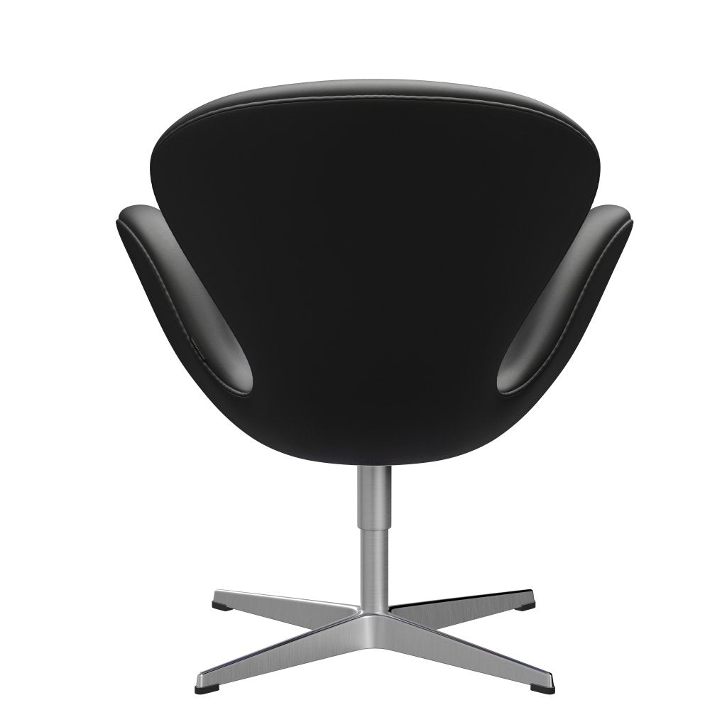 Fritz Hansen Swan Lounge Chair, satén kartáčovaný hliník/základní černá