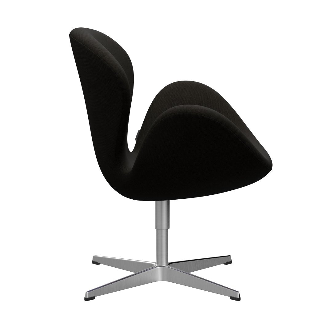 Fritz Hansen Swan Lounge Chair, saténová kartáčovaná hliník/sláva tma