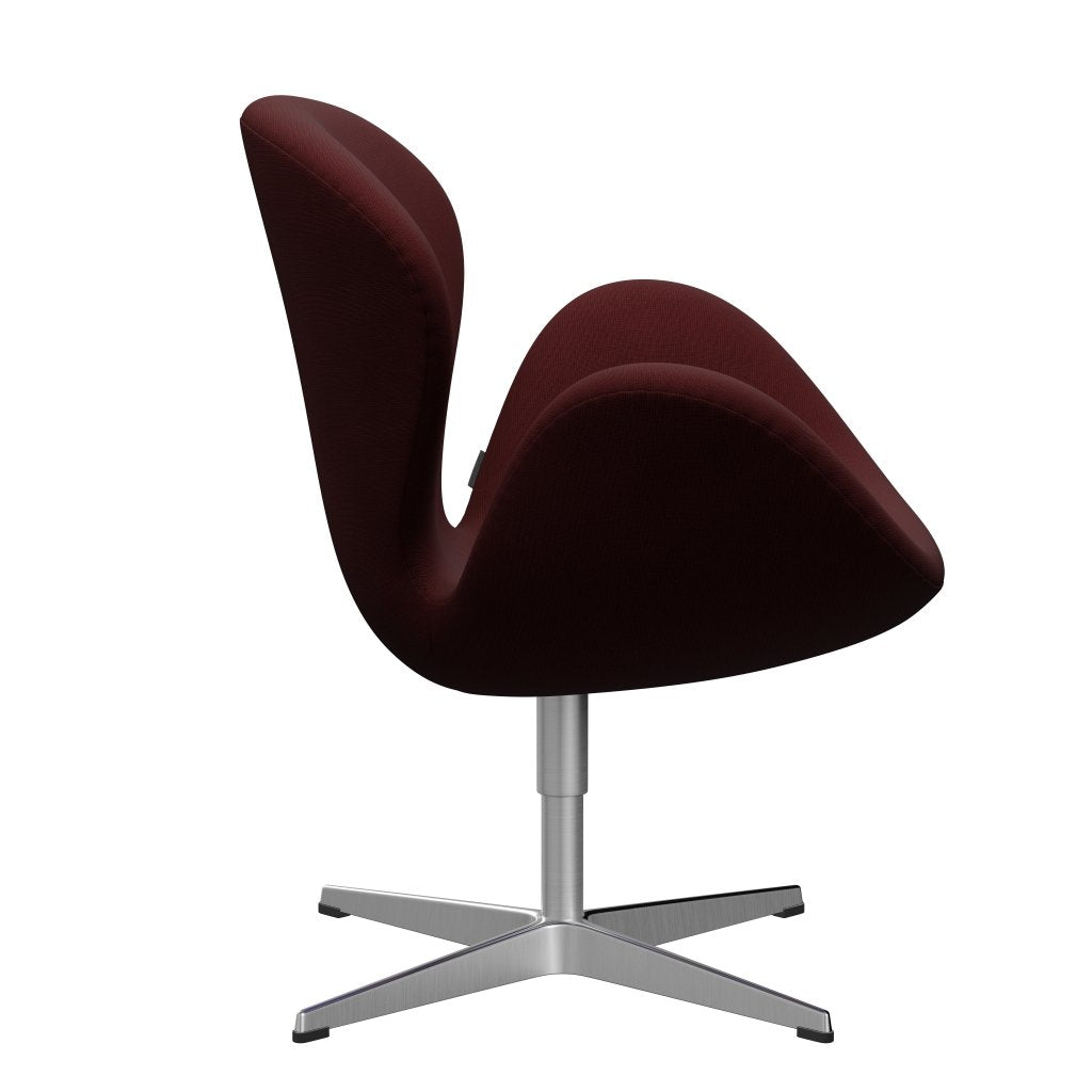 Fritz Hansen Swan Lounge Chair, satén kartáčovaný hliník/sláva temná bordeaux