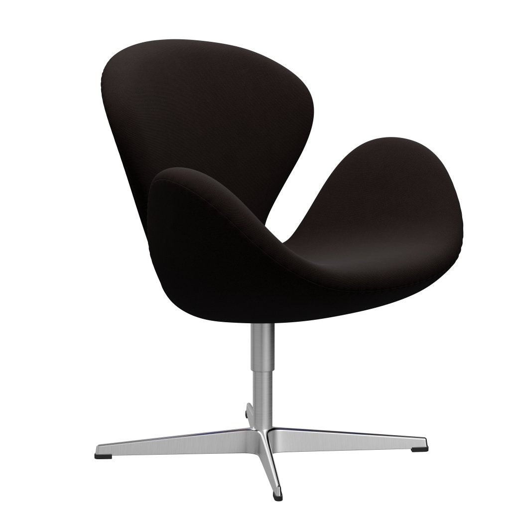 Fritz Hansen Swan Lounge Chair, satén kartáčovaný hliník/sláva tmavě hnědá