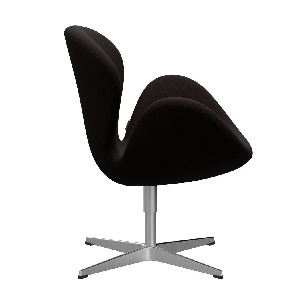 Fritz Hansen Swan Lounge Chair, satén kartáčovaný hliník/sláva tmavě hnědá