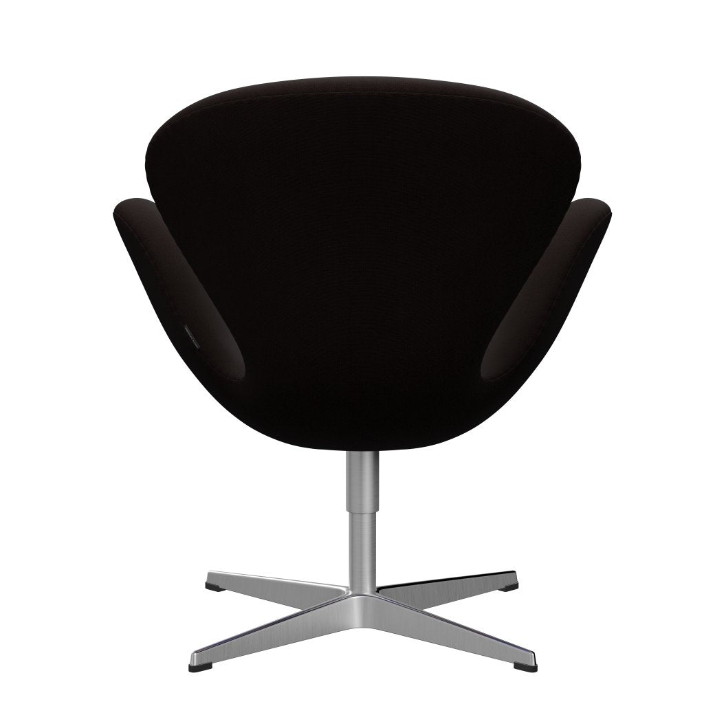 Fritz Hansen Swan Lounge Chair, satén kartáčovaný hliník/sláva tmavě hnědá