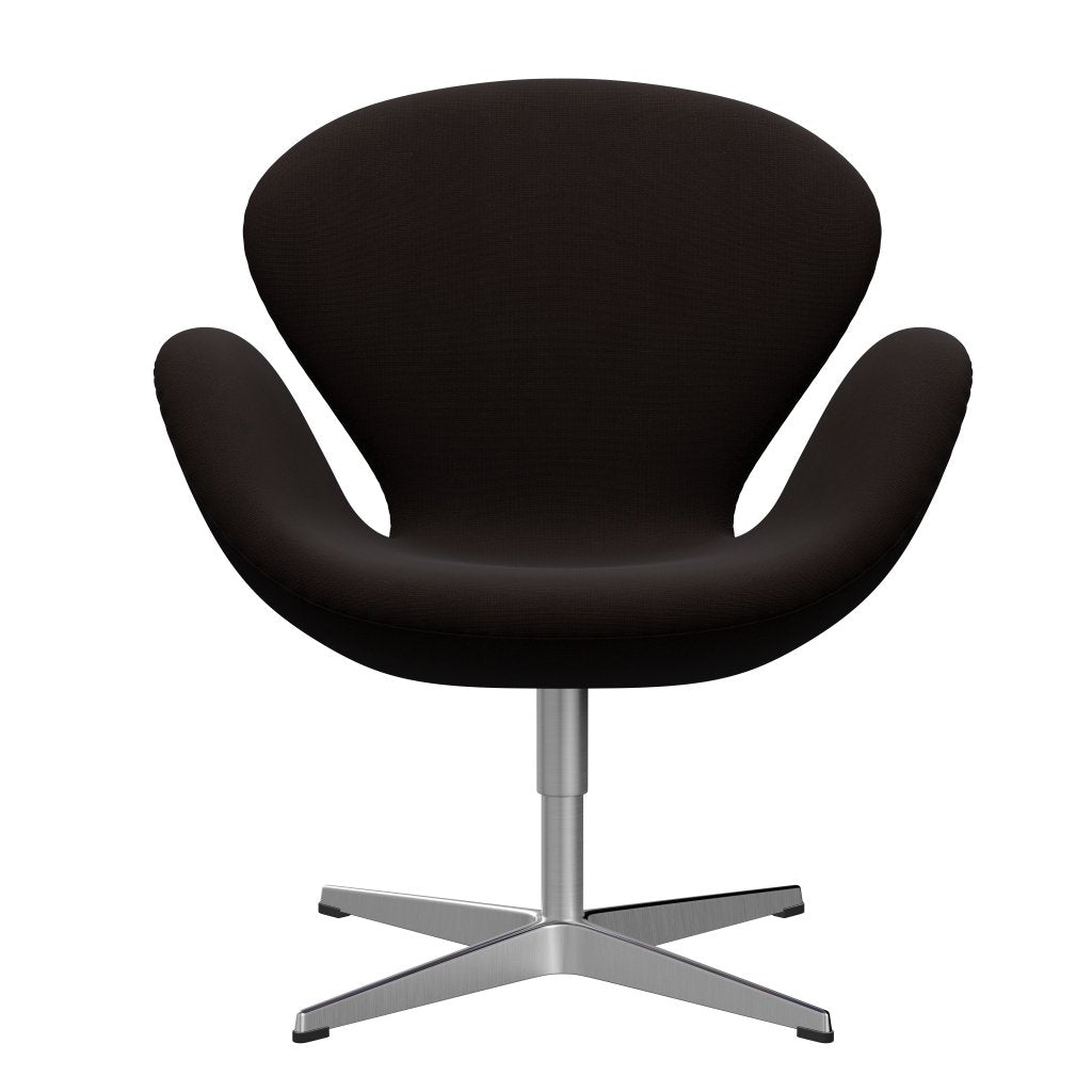 Fritz Hansen Swan Lounge Chair, satén kartáčovaný hliník/sláva tmavě hnědá