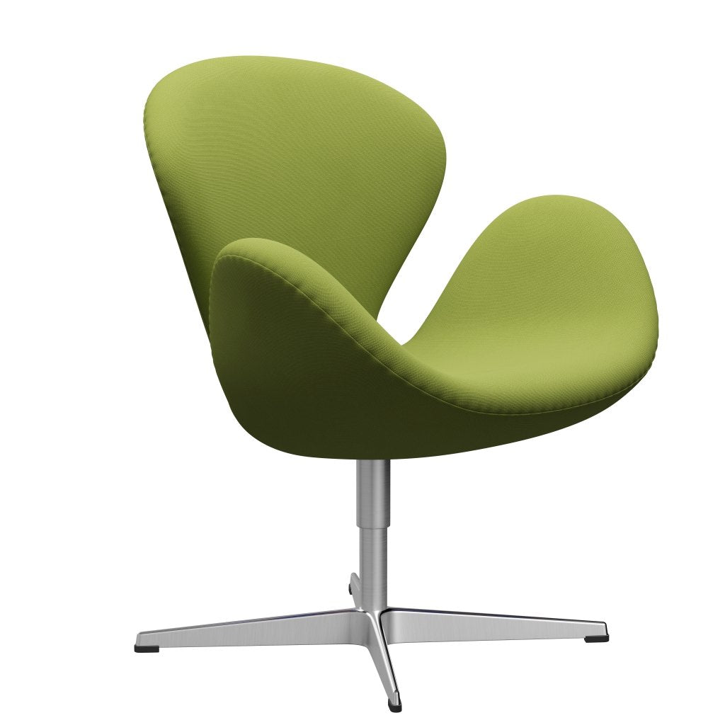 Fritz Hansen Swan Lounge Chair, saténová kartáčovaná hliníková/sláva Light Grass Green