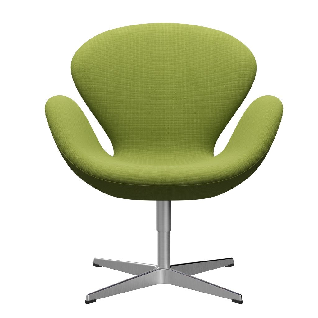 Fritz Hansen Swan Lounge Chair, saténová kartáčovaná hliníková/sláva Light Grass Green