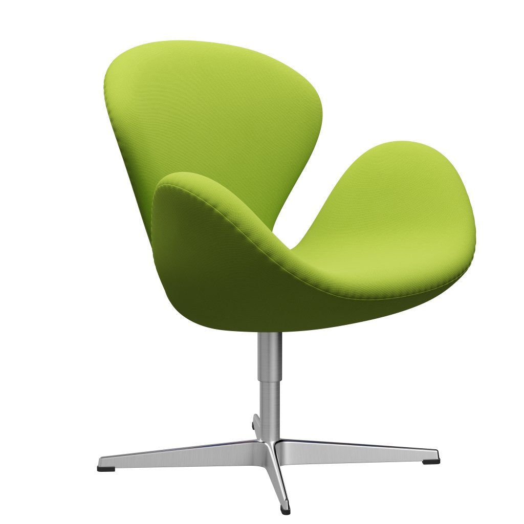 Fritz Hansen Swan Lounge Chair, satén kartáčovaný hliník/sláva Neon Green