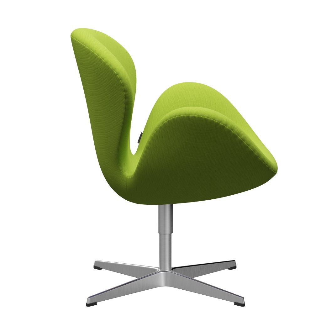 Fritz Hansen Swan Lounge Chair, satén kartáčovaný hliník/sláva Neon Green