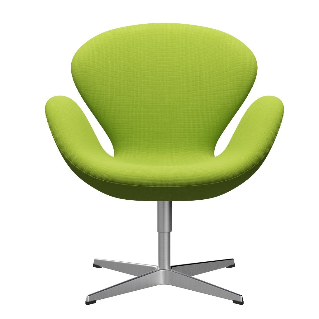 Fritz Hansen Swan Lounge Chair, satén kartáčovaný hliník/sláva Neon Green