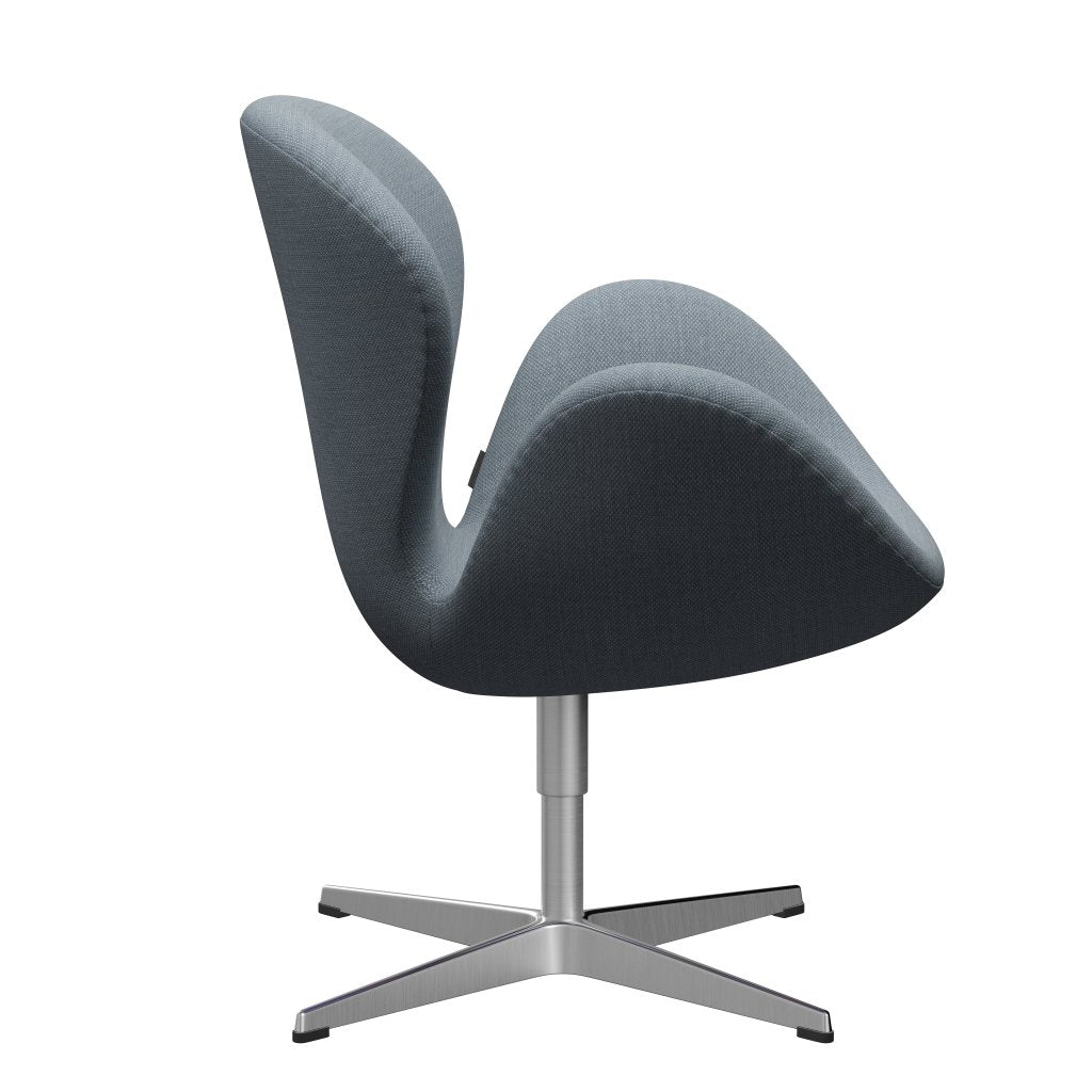 Fritz Hansen Swan Lounge Chair, satén kartáčovaný hliník/fiord modrá/šedá