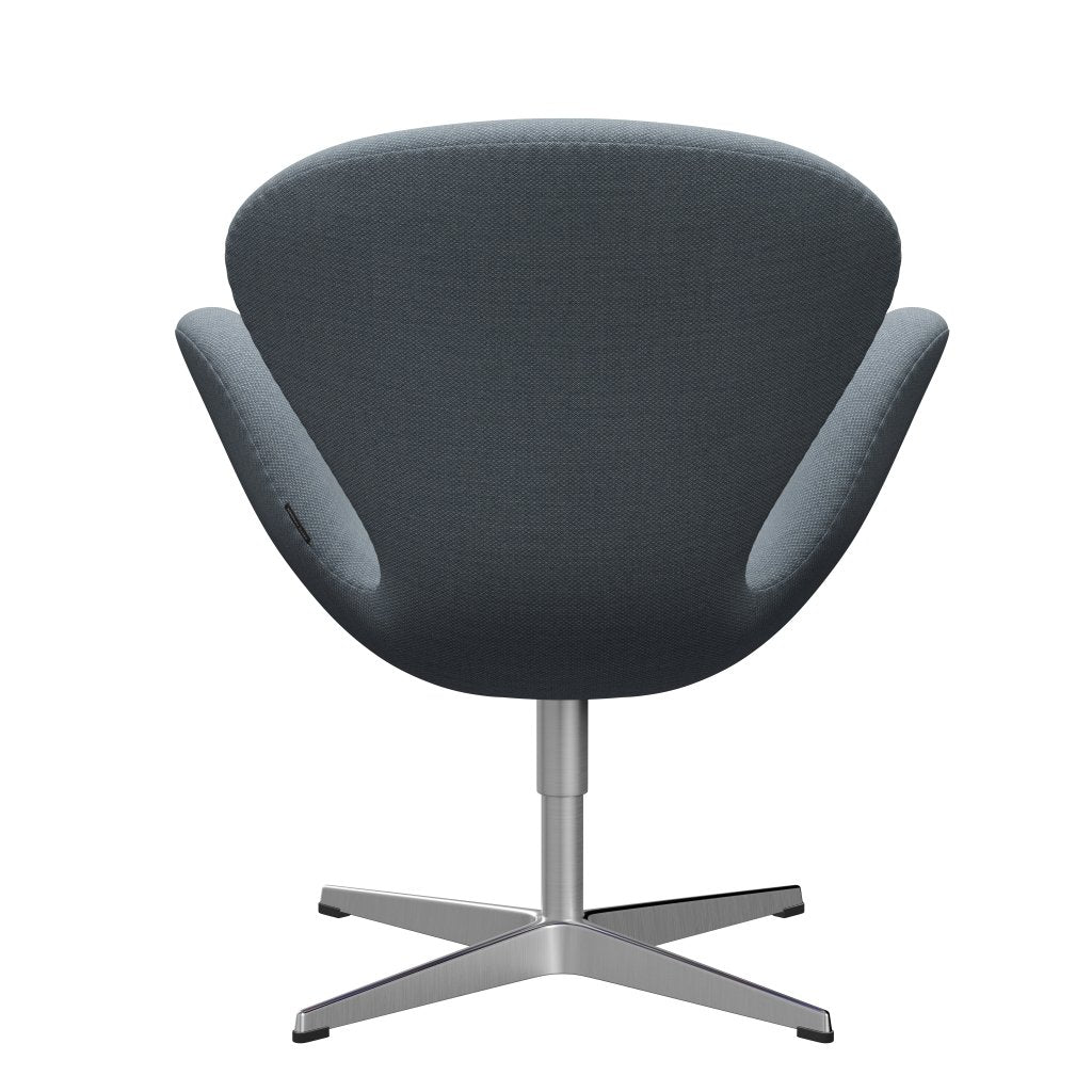 Fritz Hansen Swan Lounge Chair, Satin Brushed Aluminium/Fiord Blue/Grey