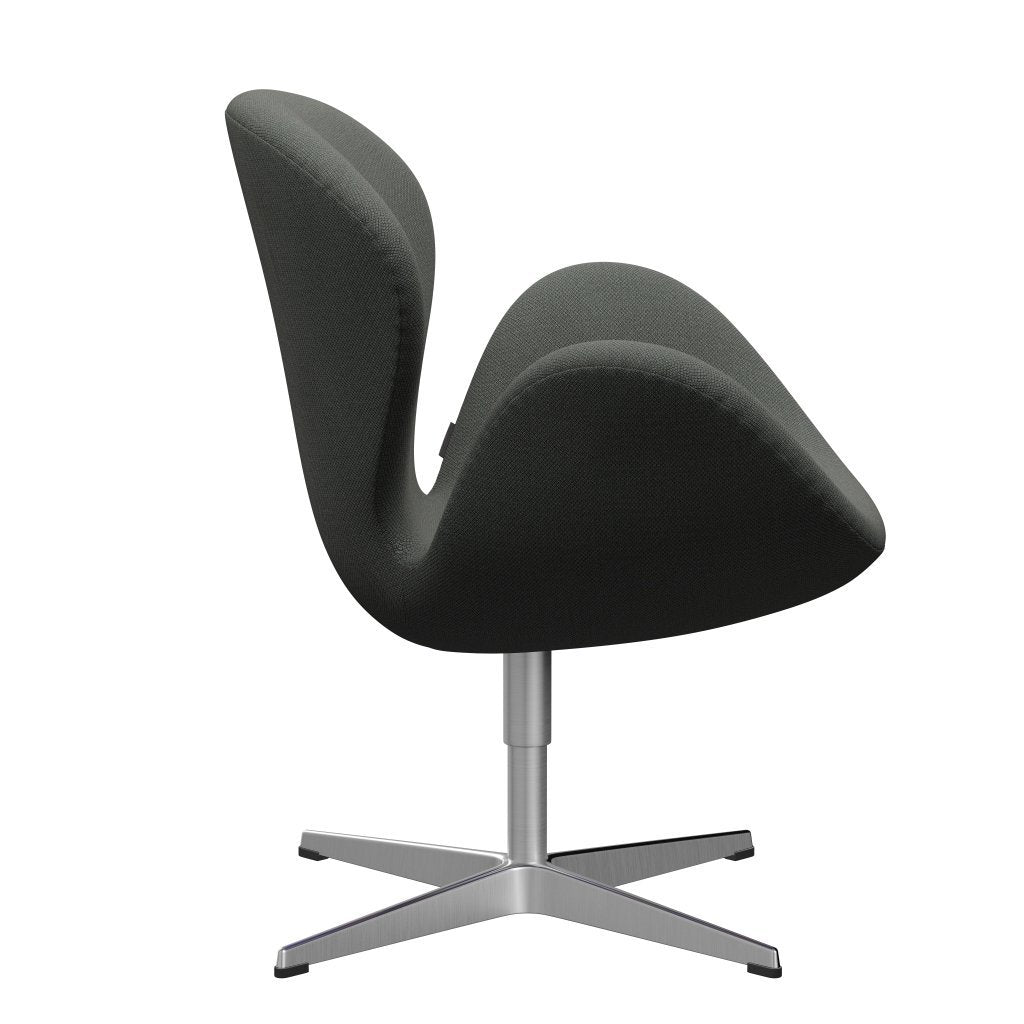 Fritz Hansen Swan Lounge Chair, satén kartáčovaný hliník/fiord hnědá/šedá