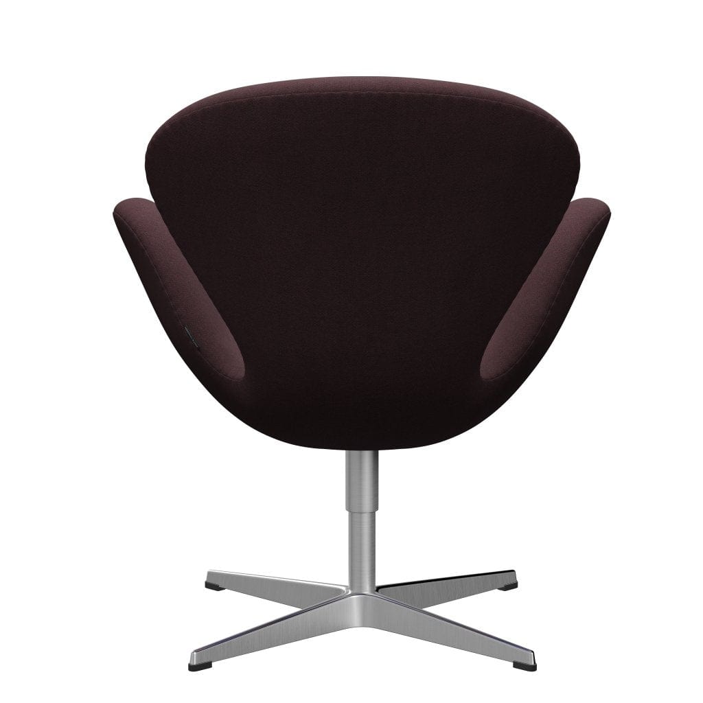 Fritz Hansen Swan Lounge Chair, Satin Brushed Aluminium/Fiord Burgundy