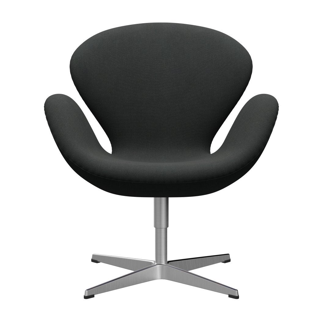 Fritz Hansen Swan Lounge Chair, Satin Brushed Aluminium/Fiord Charcoal Grey