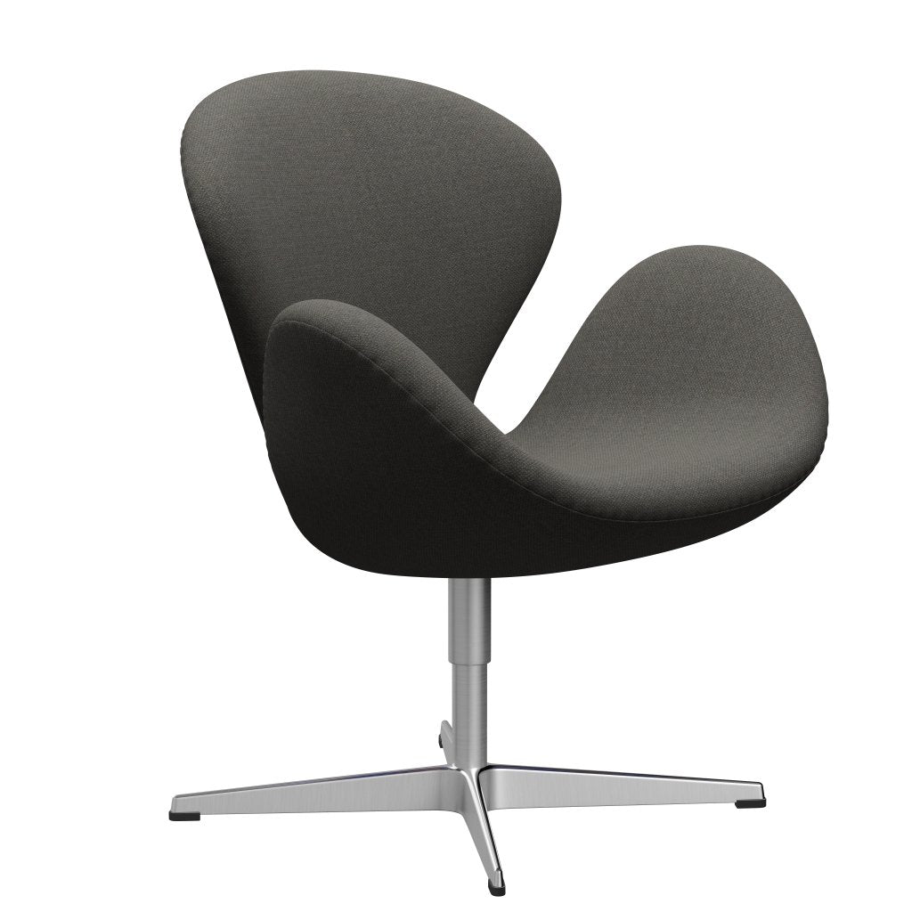 Fritz Hansen Swan Lounge Chair, Satin Brushed Aluminium/Fiord Dark Grey/Stone