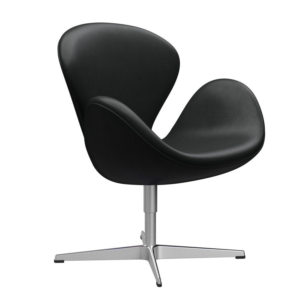 Fritz Hansen Swan Lounge Chair, satén kartáčovaný hliník/milost černá