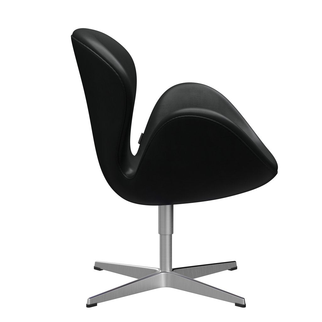 Fritz Hansen Swan Lounge Chair, satén kartáčovaný hliník/milost černá