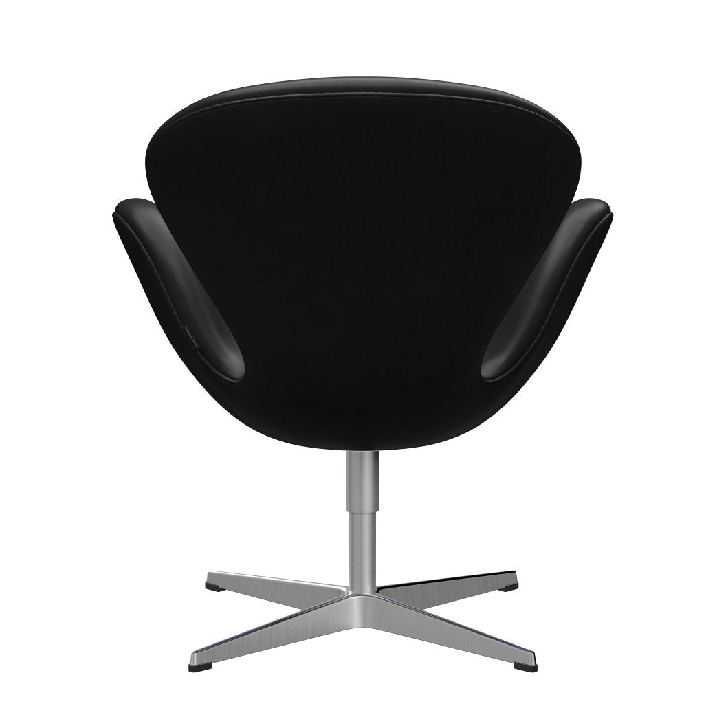 Fritz Hansen Swan Lounge Chair, satén kartáčovaný hliník/milost černá