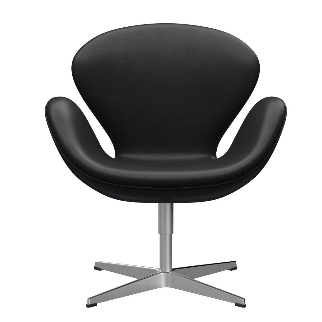 Fritz Hansen Swan Lounge Chair, satén kartáčovaný hliník/milost černá