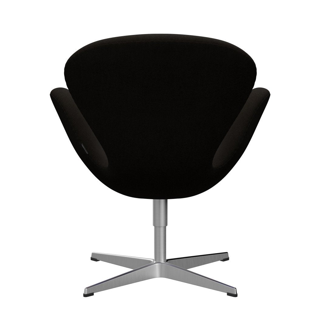 Fritz Hansen Swan Lounge Chair, Satin Brushed Aluminium/Hallingdal Dark Brown